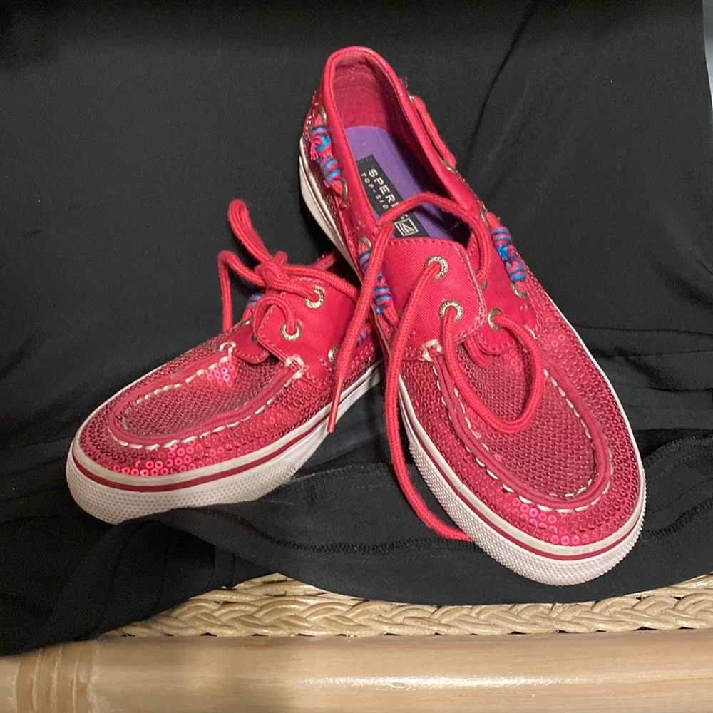 Girls pink sequin Sperry Top-Siders